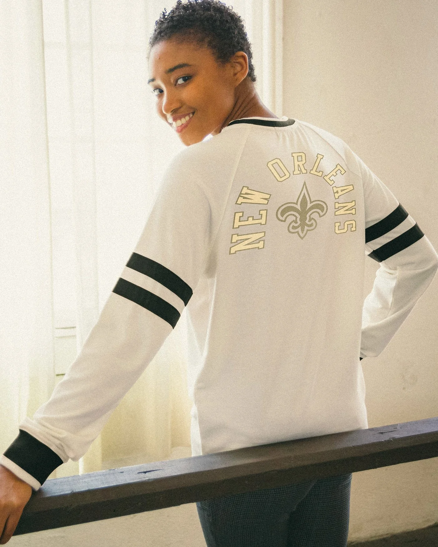 Women's NFL New Orleans Saints Long Sleeve Football Crew - Image 4