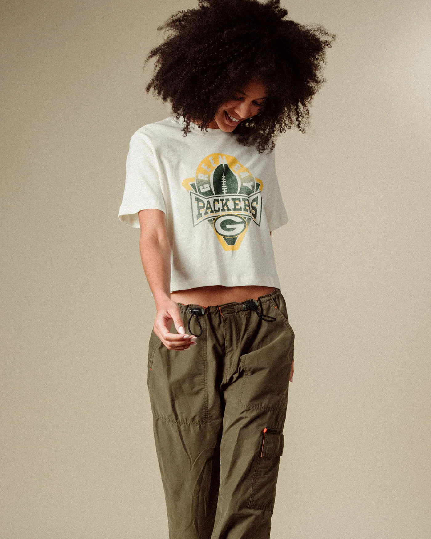 Women's Packers Mock Neck Crop Tee - Image 2