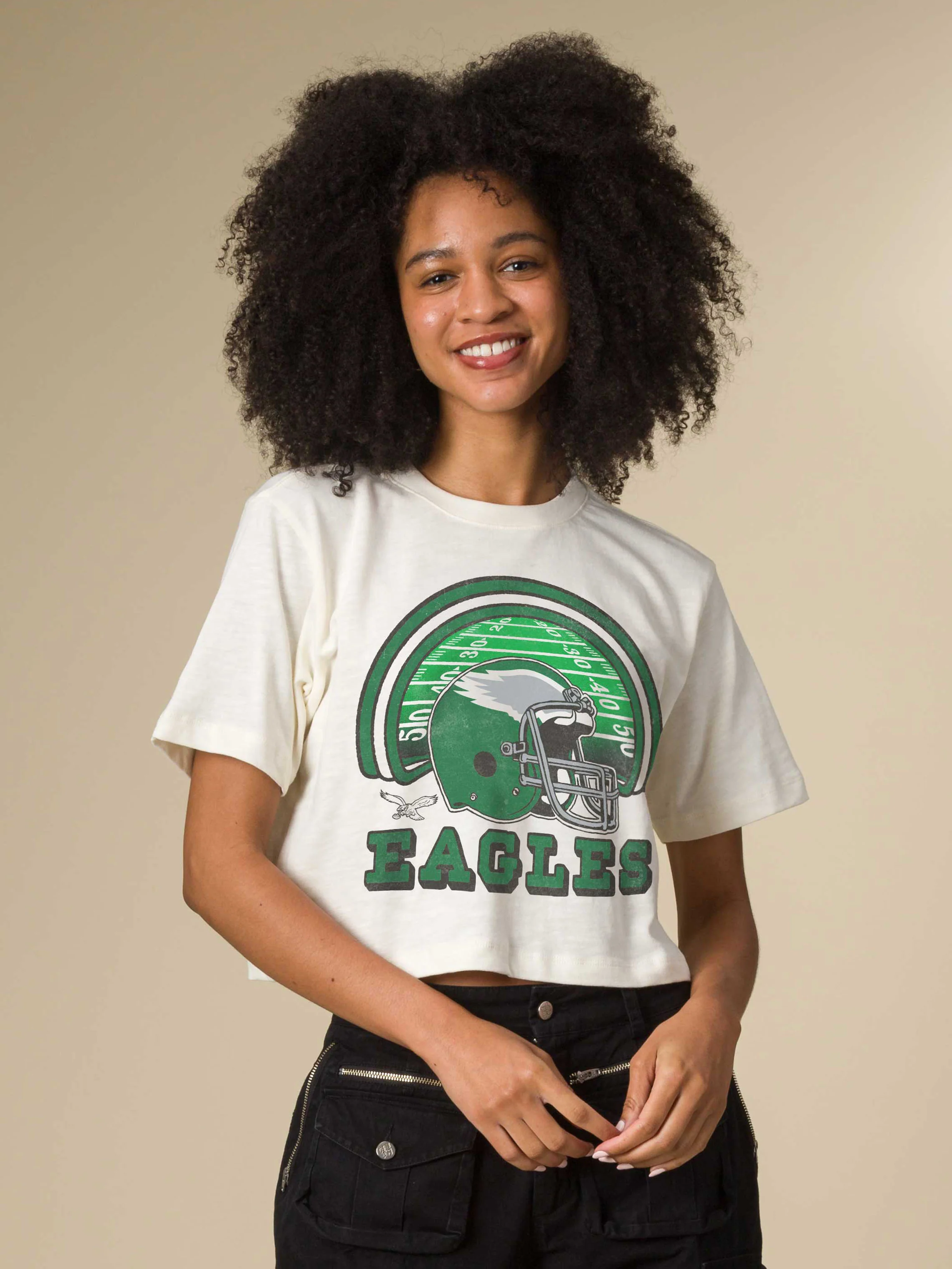 Women's Philadelphia Eagles Game Time Mock Neck Crop Tee - Image 3
