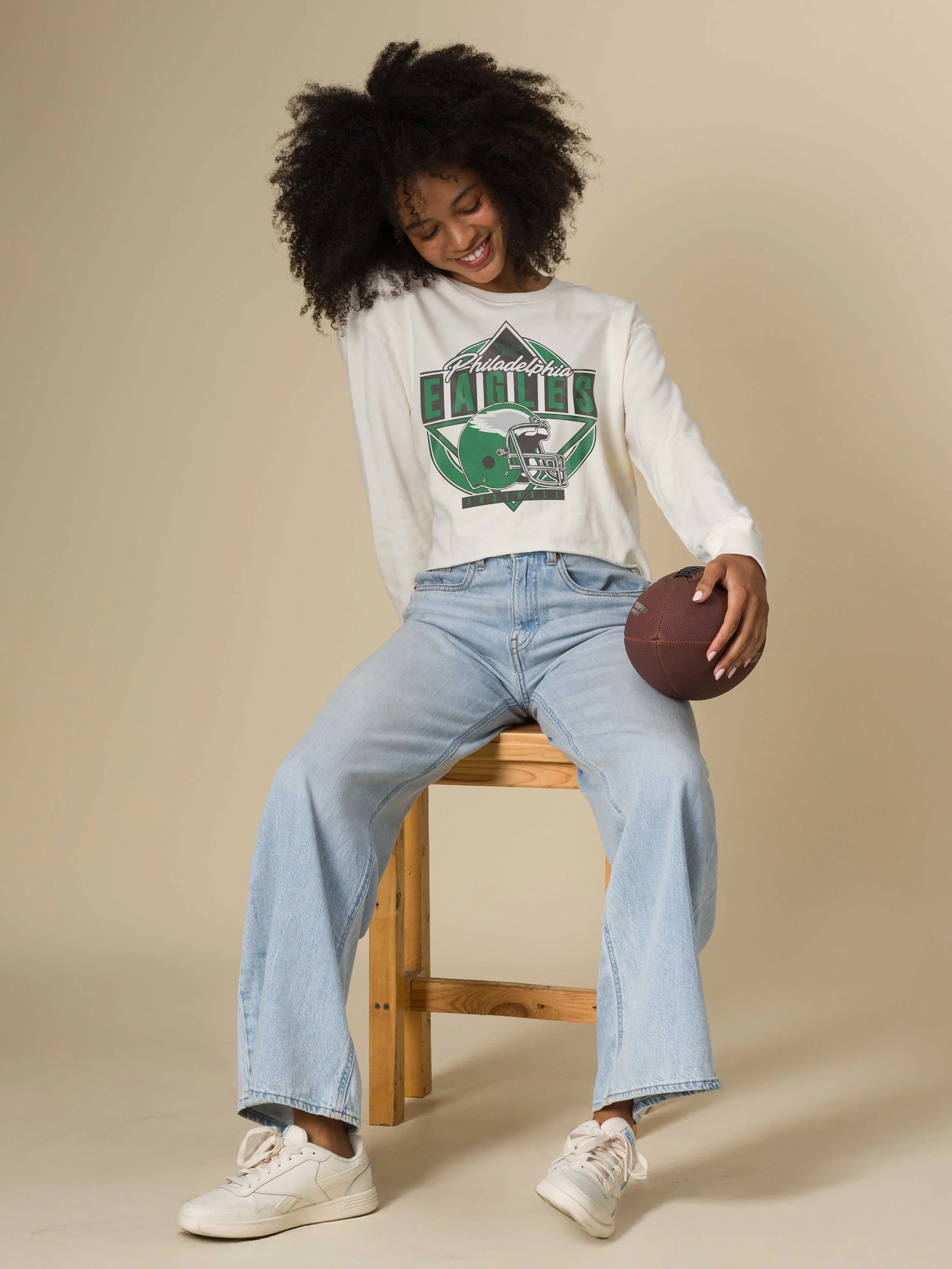 Women's Philadelphia Eagles Helmet Crop Fleece - Image 2