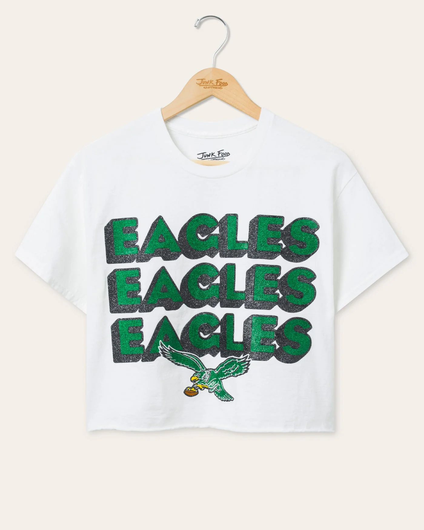 Women's Philadelphia Eagles Repeat Glitter Flea Market Crop Tee