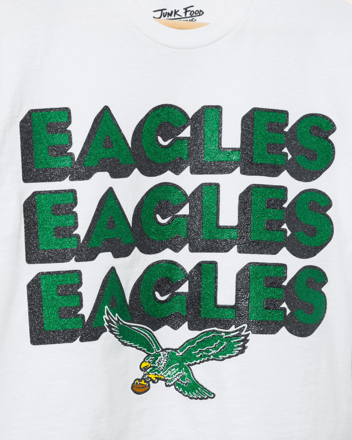 Women's Philadelphia Eagles Repeat Glitter Flea Market Crop Tee - Image 3