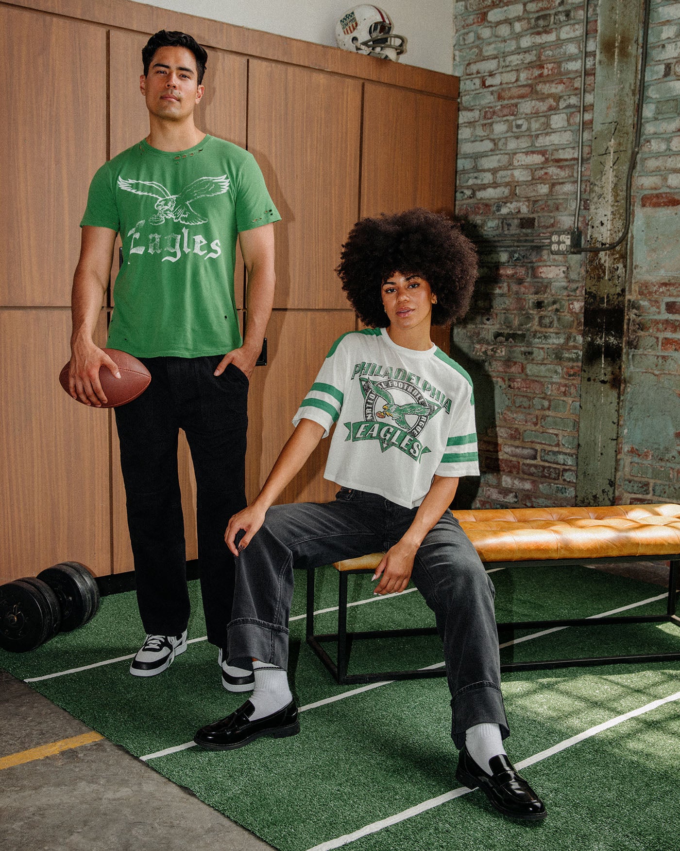 Women's Philadelphia Eagles Striped Crop Tee - Image 2