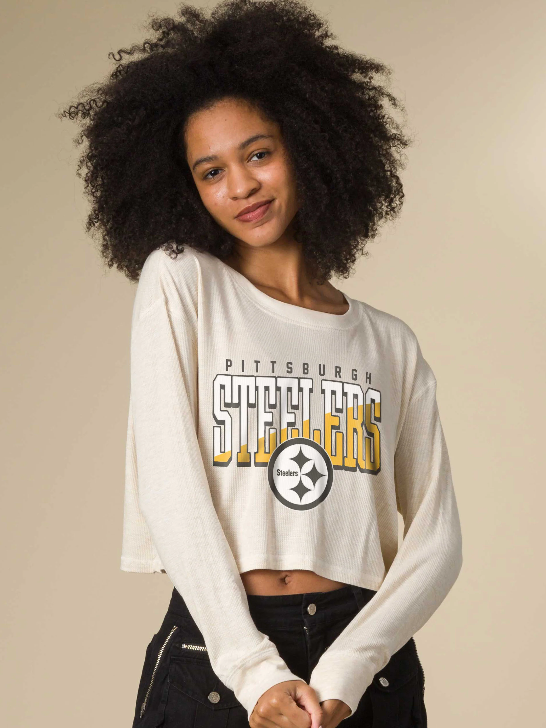 Women's Pittsburgh Steelers Slant Crop Thermal - Image 2