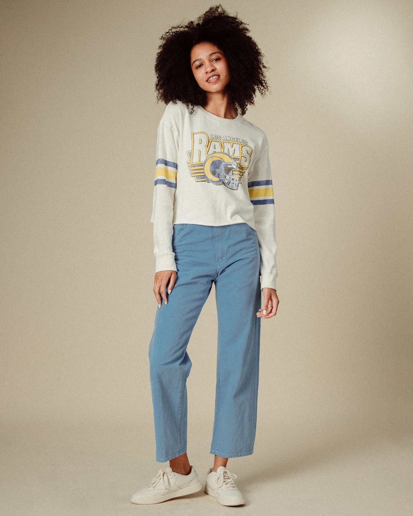 Women's Los Angeles Rams Kickoff Crop Crew Fleece - Image 3