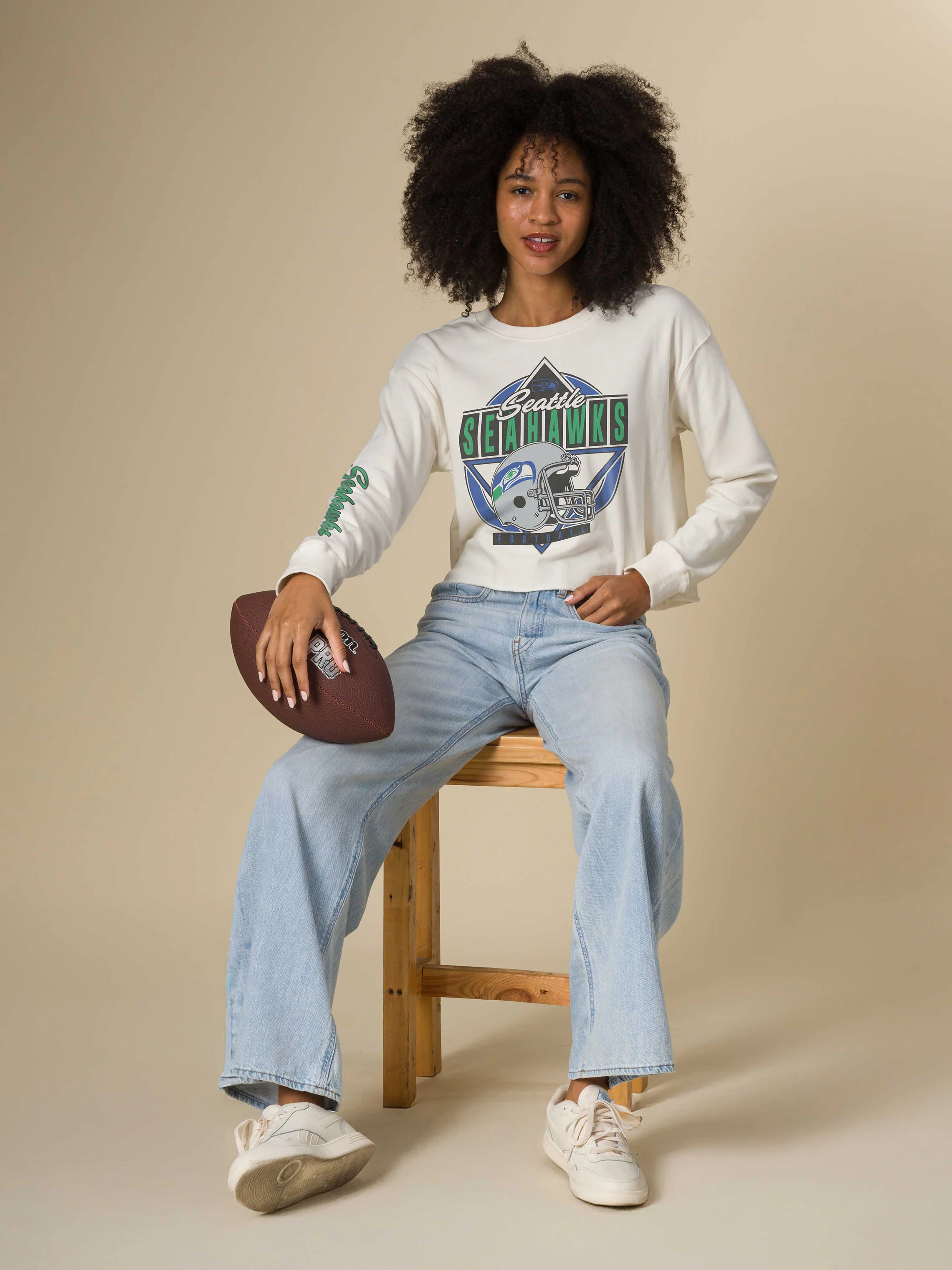 Women's Seattle Seahawks Helmet Crop Fleece - Image 3
