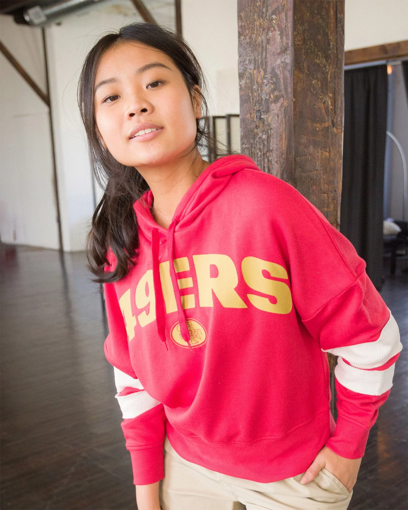 Women's NFL 49ers Sideline Striped Fleece - Image 2
