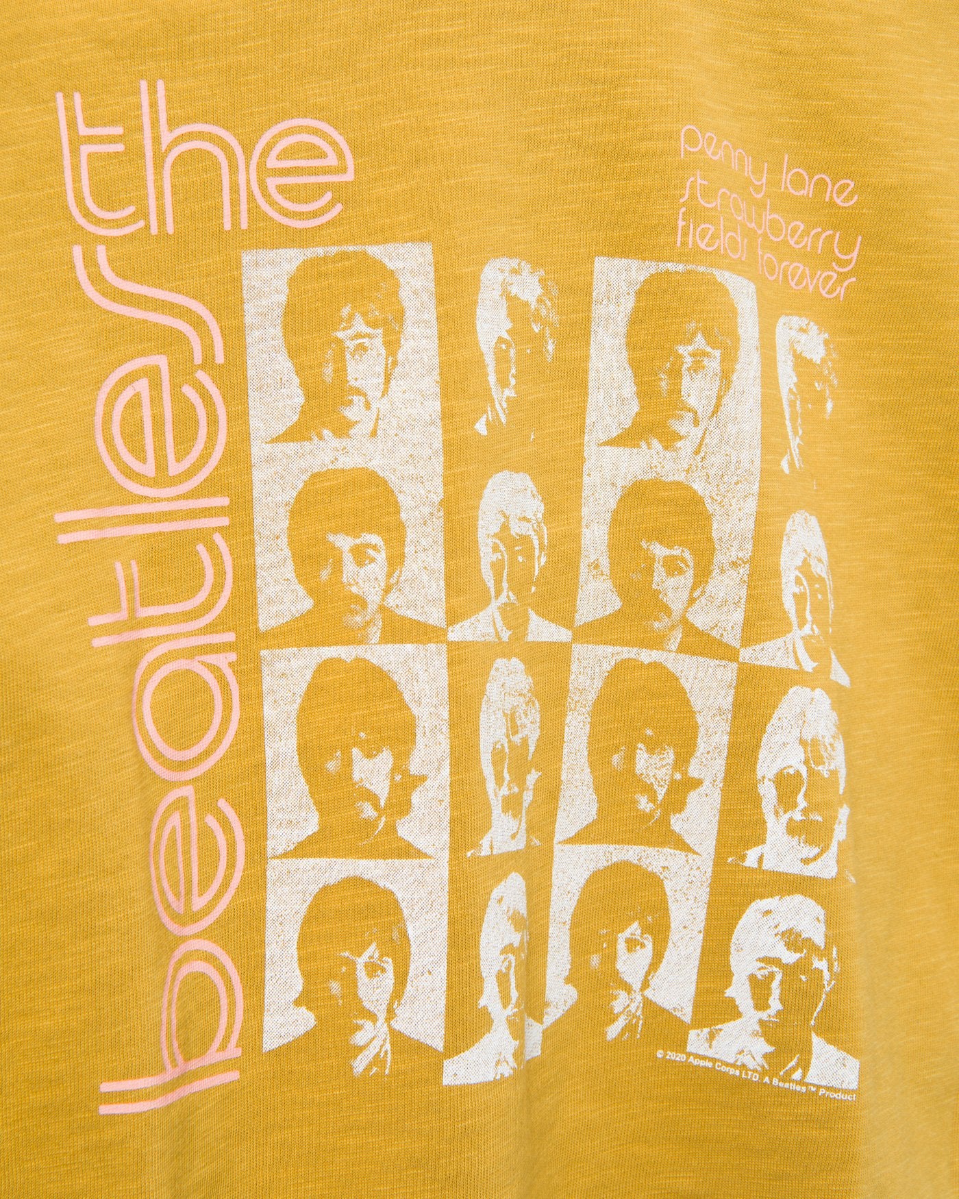 Women's The Beatles Strawberry Fields Crop Mock Neck Tee - Image 4