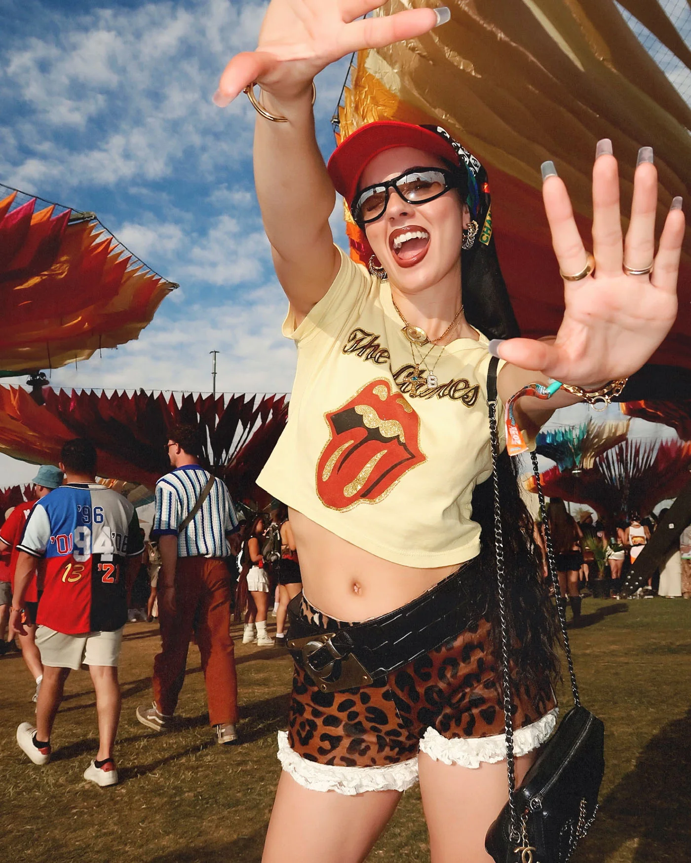 Women's The Rolling Stones Glitter Baby Tee - Image 3