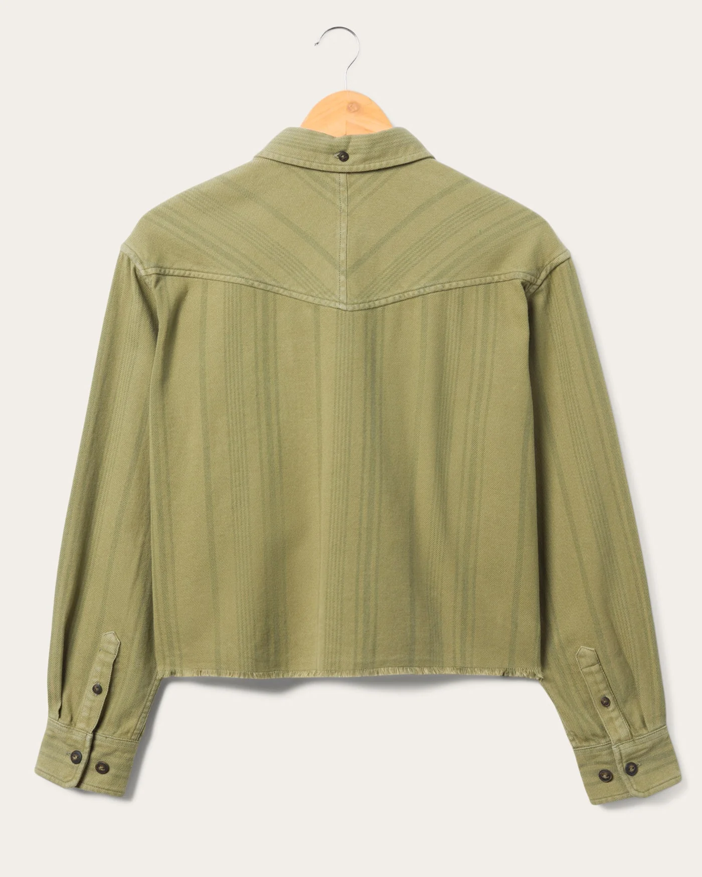 Women's Tonal Stripe Flannel Crop Shirt - Image 4