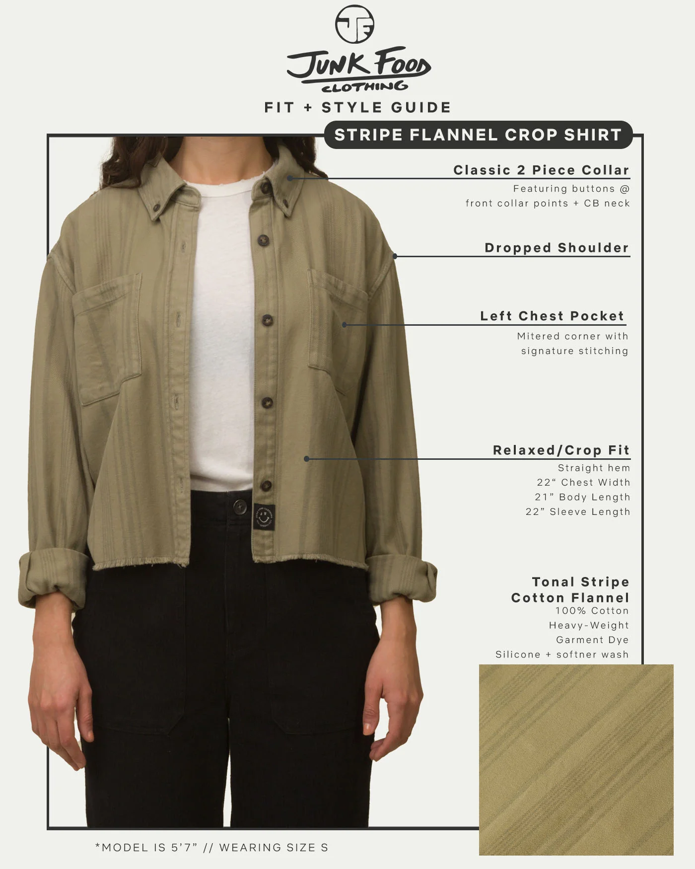 Women's Tonal Stripe Flannel Crop Shirt - Image 8