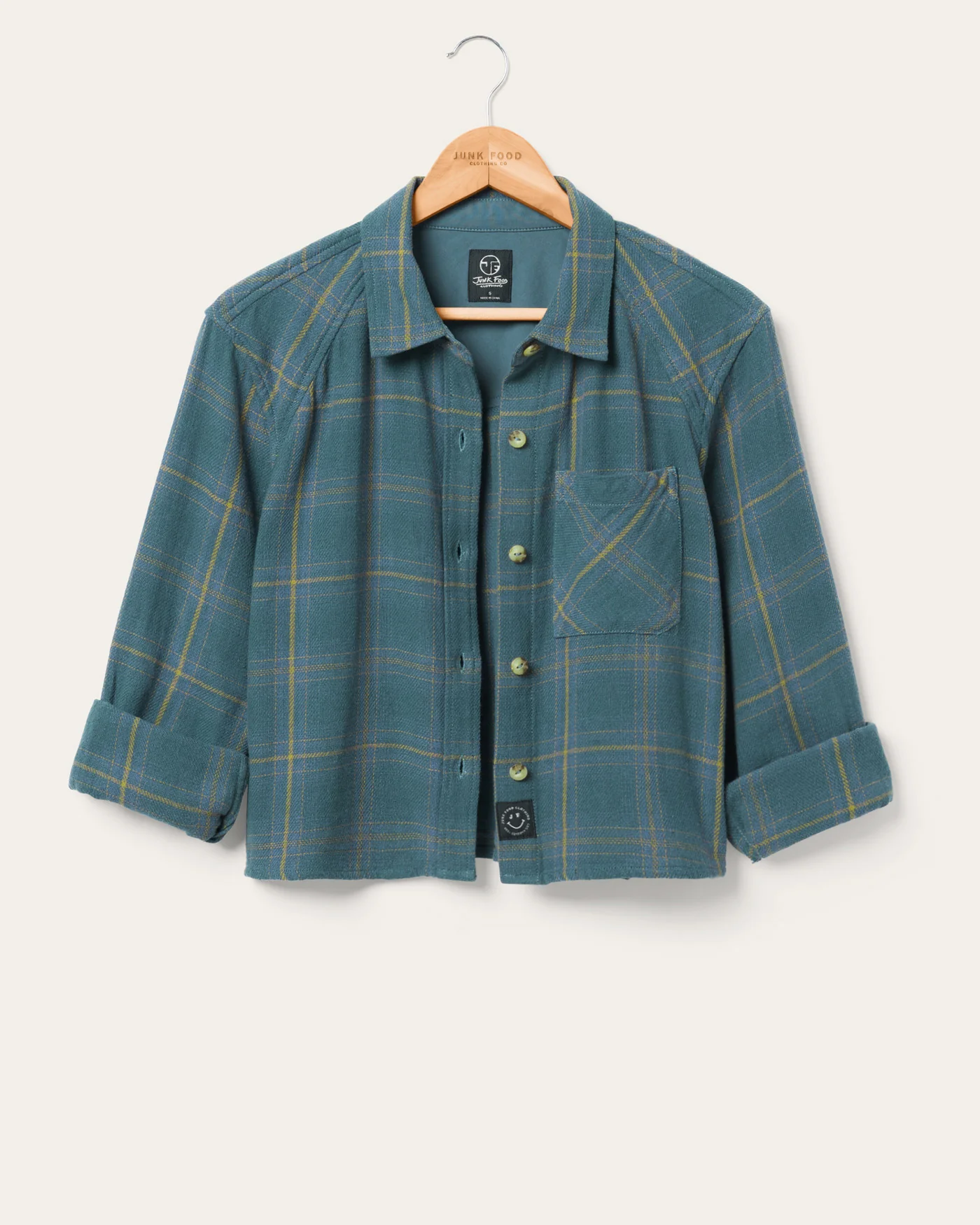 Women's Twill Plaid Crop Shirt