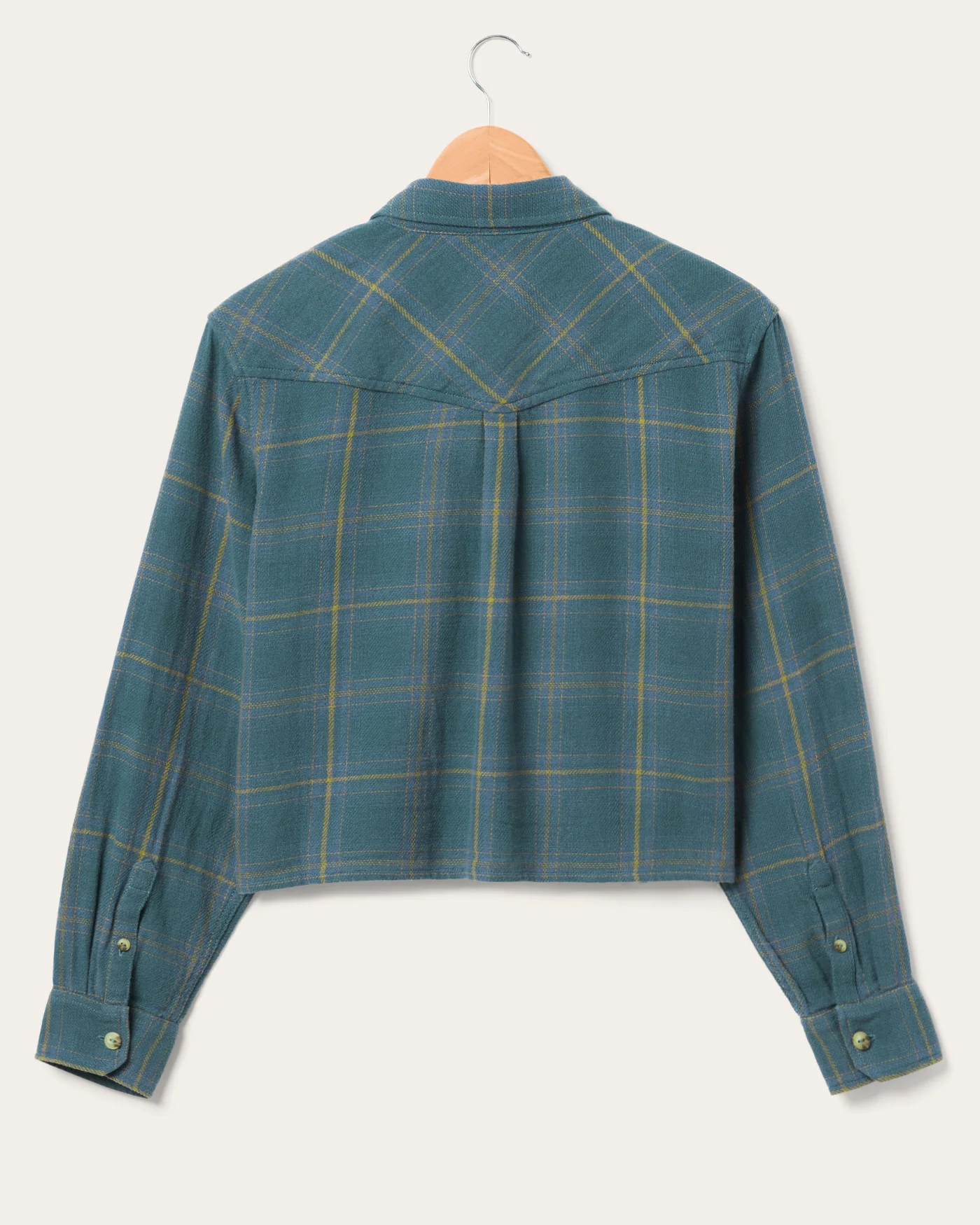 Women's Twill Plaid Crop Shirt - Image 5